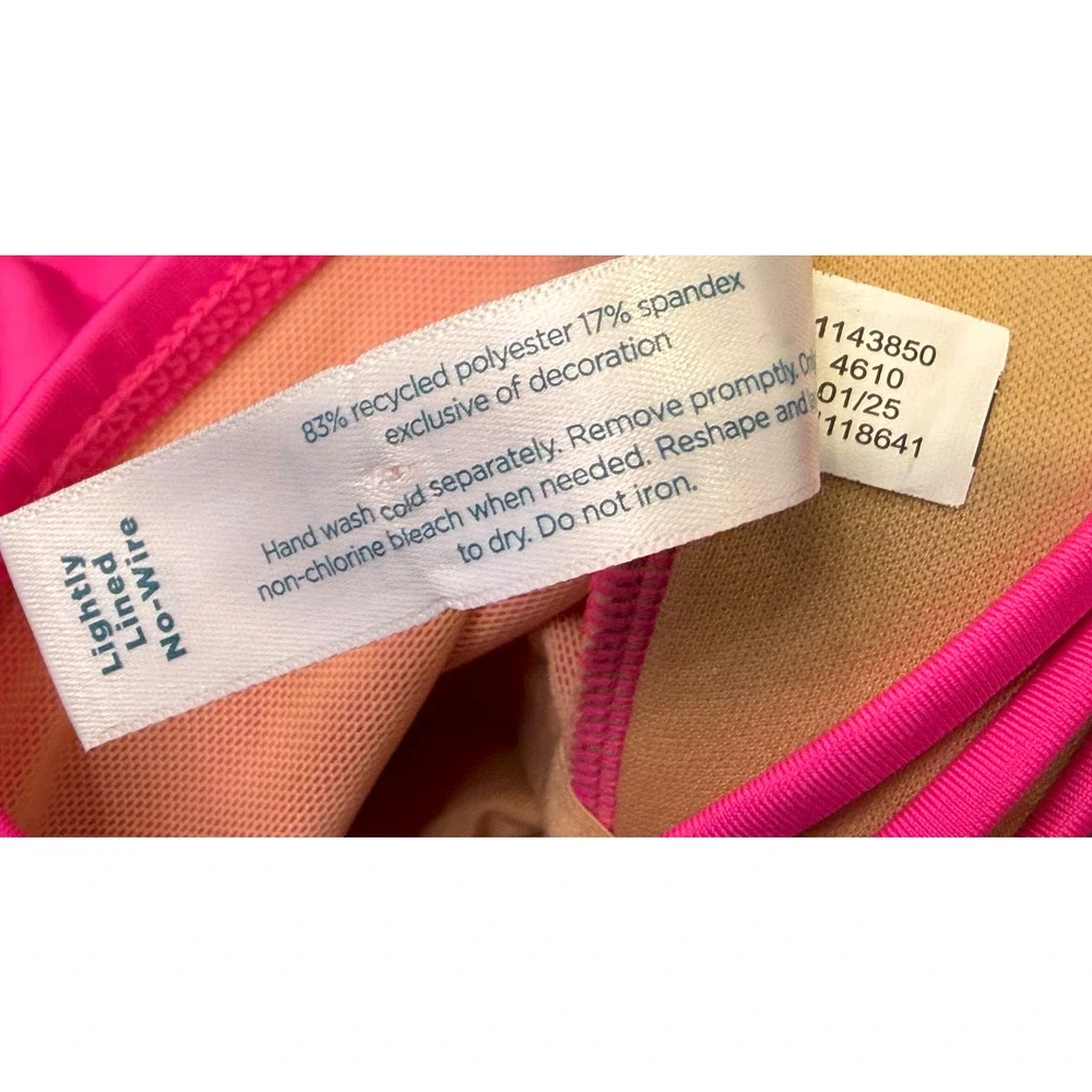 CACIQUE LANE BRYANT CONFETTI NEON PINK NO WIRE MACRAME ONE PIECE SWIMSUIT 16